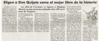 Eligen a Don Quijote como el mejor libro de la historia. Eligen a Don Quijote como el mejor libro de la historia.