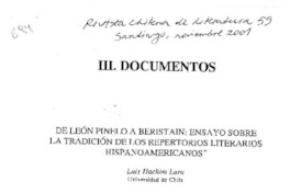 De León Pinelo a Beristain, ensayo sobre la tradición de los repertorios literarios hispanoamericanos De León Pinelo a Beristain, ensayo sobre la tradición de los repertorios literarios hispanoamericanos