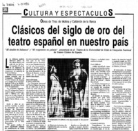Clásicos del siglo de oro del teatro español en nuestro país. Clásicos del siglo de oro del teatro español en nuestro país.