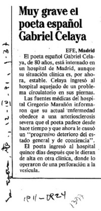 Muy grave el poeta español Gabriel Celaya. Muy grave el poeta español Gabriel Celaya.