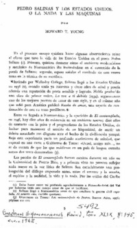 Pedro Salinas y Los Estados Unidos, o La Nada y Las Maquinas Pedro Salinas y Los Estados Unidos, o La Nada y Las Maquinas