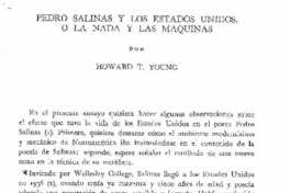 Pedro Salinas y Los Estados Unidos, o La Nada y Las Maquinas Pedro Salinas y Los Estados Unidos, o La Nada y Las Maquinas