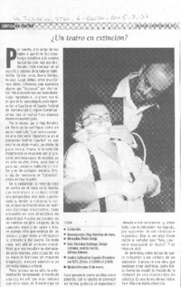 ¿Un teatro en extinción? ¿Un teatro en extinción?