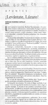 ¡Levántate Lázaro! ¡Levántate Lázaro!