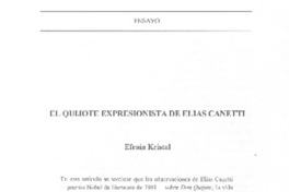 El Quijote expresionista de Elías Canetti El Quijote expresionista de Elías Canetti