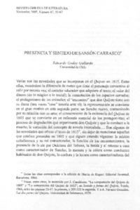 Presencia y sentido de Sansón Carrasco Presencia y sentido de Sansón Carrasco