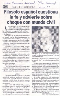 Filósofo español cuestiona la fe y advierte sobre choque con mundo civil Filósofo español cuestiona la fe y advierte sobre choque con mundo civil