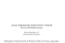 Azar, pormenor, seducción y poder en Cautiverio feliz Azar, pormenor, seducción y poder en Cautiverio feliz