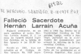 Falleció sacerdote Hernán Larraín Acuña. Falleció sacerdote Hernán Larraín Acuña.