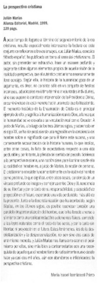 La perspectiva cristiana La perspectiva cristiana