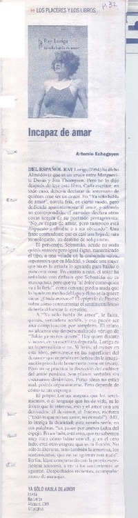 Incapaz de amar Incapaz de amar