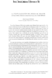 La textualización del deseo, el amante desconocido en tres novelas femeninas La textualización del deseo, el amante desconocido en tres novelas femeninas