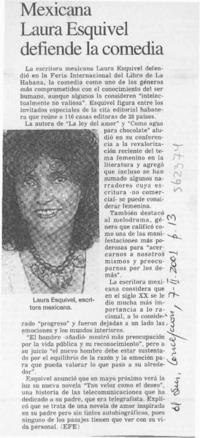 Mexicana Laura Esquivel defiende la comedia Mexicana Laura Esquivel defiende la comedia