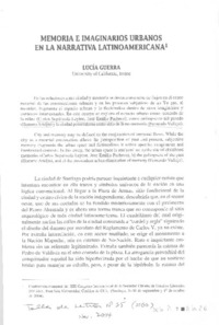 Memoria e imaginarios urbanos en la narrativa latinoamericana Memoria e imaginarios urbanos en la narrativa latinoamericana