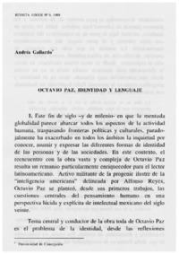 Octavio Paz, identidad y lenguaje Octavio Paz, identidad y lenguaje