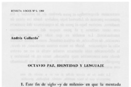 Octavio Paz, identidad y lenguaje Octavio Paz, identidad y lenguaje