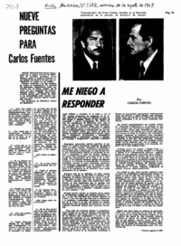 Nueve preguntas para Carlos Fuentes. Nueve preguntas para Carlos Fuentes.