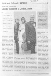 Estreno teatral en la Ciudad Jardín Estreno teatral en la Ciudad Jardín