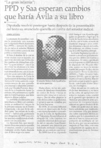 PPD y Saa esperan cambios que haría Avila a su libro. PPD y Saa esperan cambios que haría Avila a su libro.
