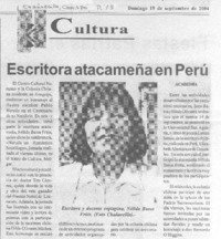 Escritora atacameña en Perú Escritora atacameña en Perú