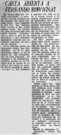 Carta abierta a Fernando Binvignat Carta abierta a Fernando Binvignat