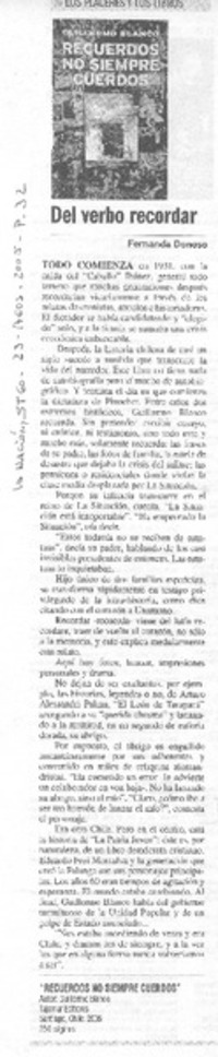 Del verbo recordar Del verbo recordar