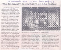 "Martín Rivas" : se revitaliza un hito teatral "Martín Rivas" : se revitaliza un hito teatral