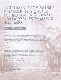 La sutura legible y subalterna de la ficción histórica de la chilenidad -- La sutura legible y subalterna de la ficción histórica de la chilenidad --