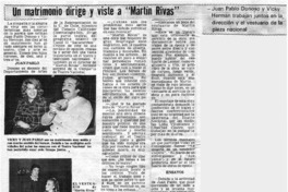 Un Matrimonio dirige y viste a "Martín Rivas". Un Matrimonio dirige y viste a "Martín Rivas".