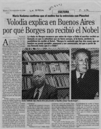 Volodia explica en Buenos Aires por qué Borges no recibió el Nobel Volodia explica en Buenos Aires por qué Borges no recibió el Nobel