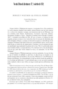 Borges y Whitman, el otro, el mismo Borges y Whitman, el otro, el mismo