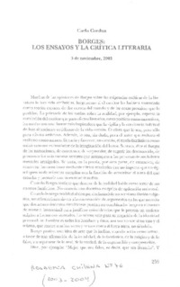 Borges: los ensayos y la crítica literaria Borges: los ensayos y la crítica literaria