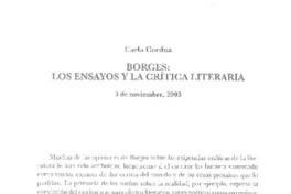 Borges: los ensayos y la crítica literaria Borges: los ensayos y la crítica literaria