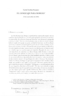 El lenguaje para Borges El lenguaje para Borges