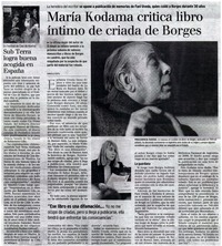 María Kodana critica libro íntimo de criada de Borges María Kodana critica libro íntimo de criada de Borges