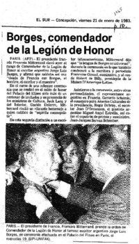 Borges, comendador de la legión de honor. Borges, comendador de la legión de honor.