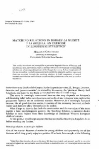 Matching relations in Borges' la muerte y la brújula: an exercise in linguistic stylistics Matching relations in Borges' la muerte y la brújula: an exercise in linguistic stylistics