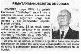 Rematan manuscrito de Borges. Rematan manuscrito de Borges.