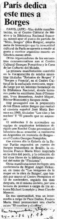 París dedica este mes a Borges París dedica este mes a Borges