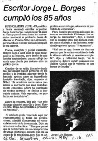 Escritos Jorge L. Borges cumplió los 85 años Escritos Jorge L. Borges cumplió los 85 años
