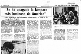 Se ha apagado la lámpara más luminosa de América". Se ha apagado la lámpara más luminosa de América".