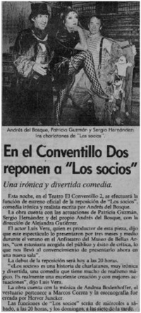 En el Conventillo Dos reponen a "Los socios" En el Conventillo Dos reponen a "Los socios"