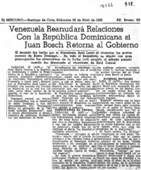 Juan Bosch retorna al gobierno. Juan Bosch retorna al gobierno.
