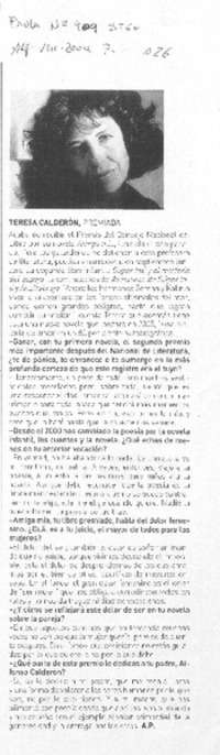 Teresa Calderón premiada. (entrevistas) Teresa Calderón premiada. (entrevistas)