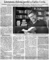 Literatura chilena perdió a Carlos Cerda Literatura chilena perdió a Carlos Cerda