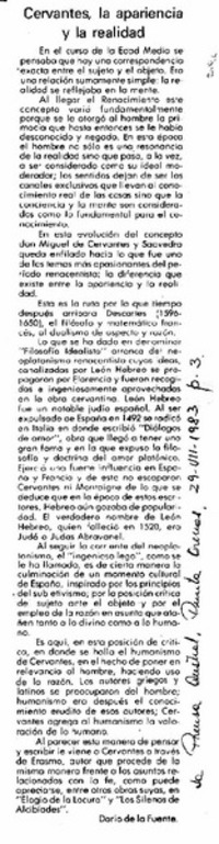 Cervantes, la apariencia y la realidad Cervantes, la apariencia y la realidad