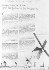 Sabemos tanto y tan poco de Don Quijote de La Mancha Sabemos tanto y tan poco de Don Quijote de La Mancha