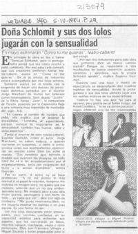Doña Schlomit y sus dos lolos jugarán con la sensualidad Doña Schlomit y sus dos lolos jugarán con la sensualidad