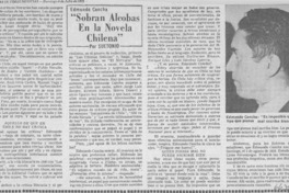 "Sobran alcobas en la novela chilena" "Sobran alcobas en la novela chilena"