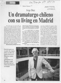 Un dramaturgo chileno con su living en Madrid Un dramaturgo chileno con su living en Madrid